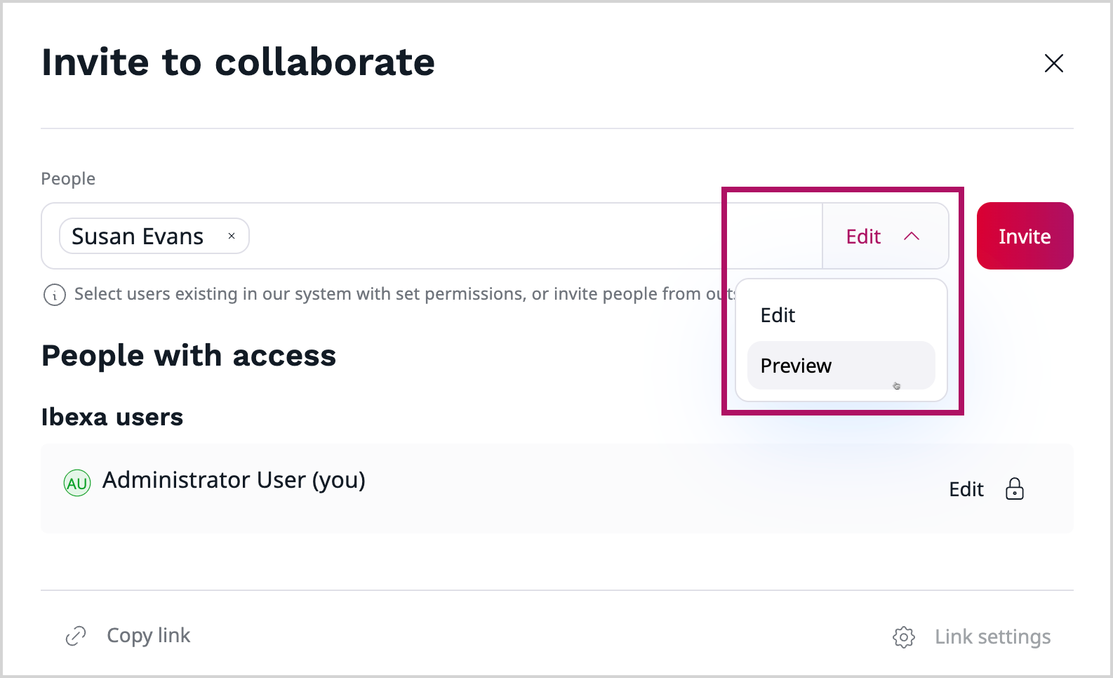 Collaborative editing - invitation